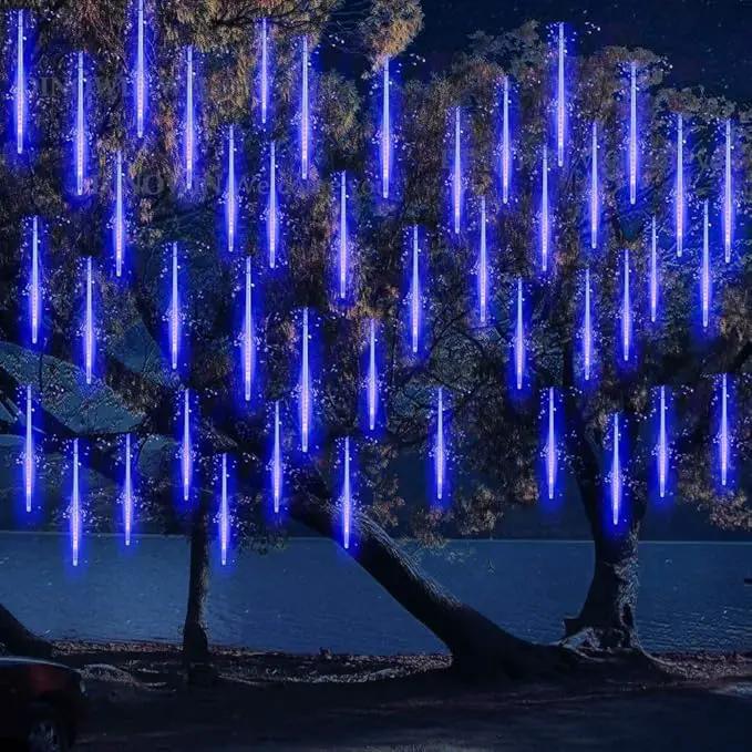 LED Meteor Shower Solar Lights Outdoor, Waterproof Garden Lights 30cm 10 Tubes 360LEDs Falling Lights Raindrop Lights,Holiday Party Wedding Christmas Tree Decoration String Lights (Blue) by GreenHaven Gardens