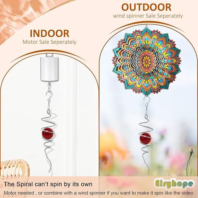 Gazing Ball Spiral Tail Red Glass Orb, Wind Spinner Stabilizer, Spiral Tail for Wind Spinners, Hanging Garden Ornament Rotating Art Decor - Visual Illusion in Spinning, Creative Gifts 13inch by GreenHaven Gardens