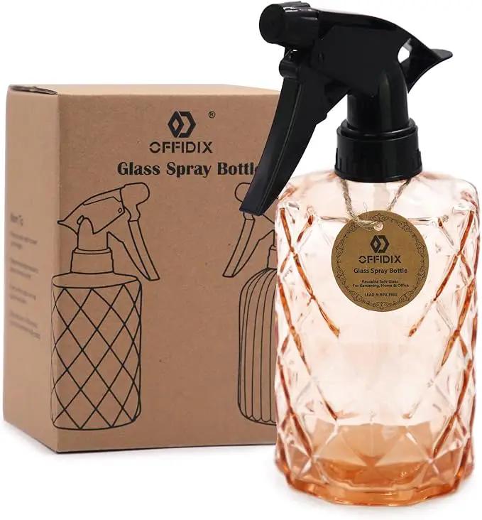 OFFIDIX Glass Spray Bottle, Fine Mist Plant Mister, Handheld Pressure Watering Can, Adjustable Nozzle Glass Spray Bottle, 0.35L/11.8oz Handheld Spray Bottles for Garden Plants Cleaning Solutions