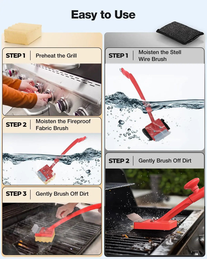Grill Brush Bristle Free(Fire-Resistant Fabric),Replaceable BBQ Cleaning Head,Safe Replacement Cleaning Pad for Cast Iron or Stainless-Steel Grates (No Handle) by GreenHaven Gardens