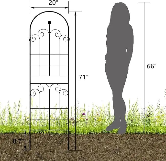 LZRS 2 Pack 71x20in Rustic Iron Arch Decoration Garden Trellis with Black Metal Coating – Perfect for Supporting Climbing Plants Outdoor, Roses, Vines, Flowers, and Vegetables. by GreenHaven Gardens
