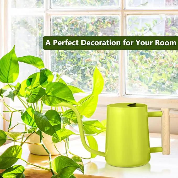 Watering Can Indoor Plants, 35oz Small Stainless Steel Metal Watering Can Modern Decorative Watering Pot with Long Spout for Indoor House Plant Bonsai Garden Flowers (Bright Green) by GreenHaven Gardens