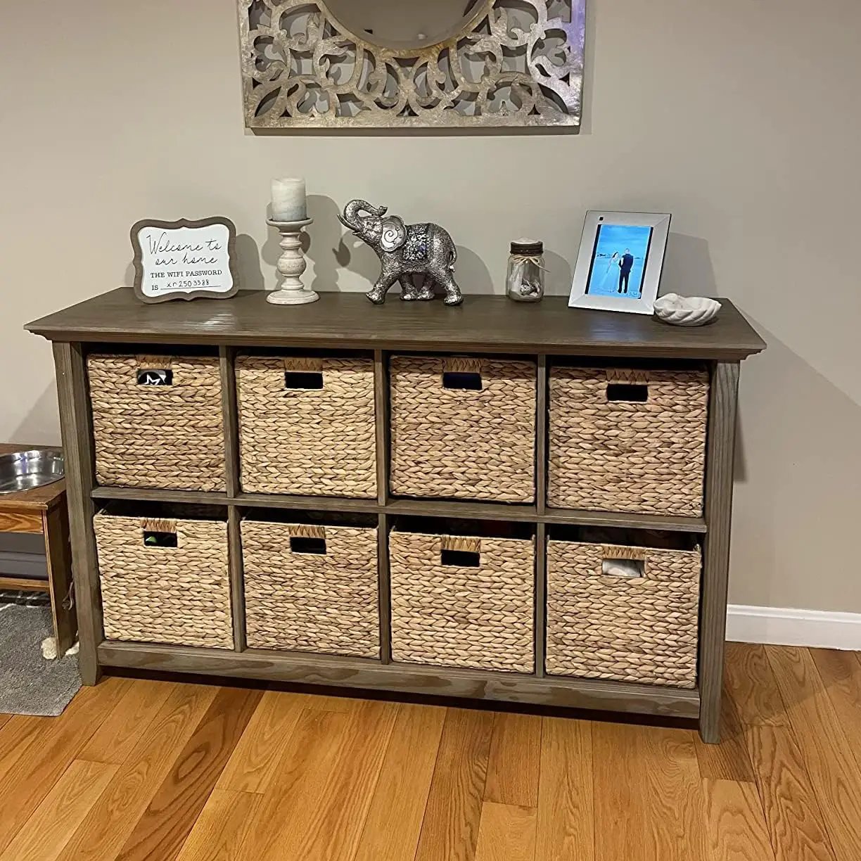 10.5 x 10.5in Wicker Storage Baskets for Shelves, Water Hyacinth Storage Baskets, Woven Baskets for Storage, Wicker Storage Basket for Bedroom, Living Room (6 Packs 10.5x10.5in) by GreenHaven Gardens