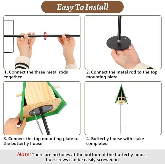 2025 New Butterfly House and Feeder for Outside, Wooden Butterfly House with Metal Stake for Garden, Natural Butterfly Habitat with Butterfly Puddler on The Floor or Hanging on Tree Wall by GreenHaven Gardens