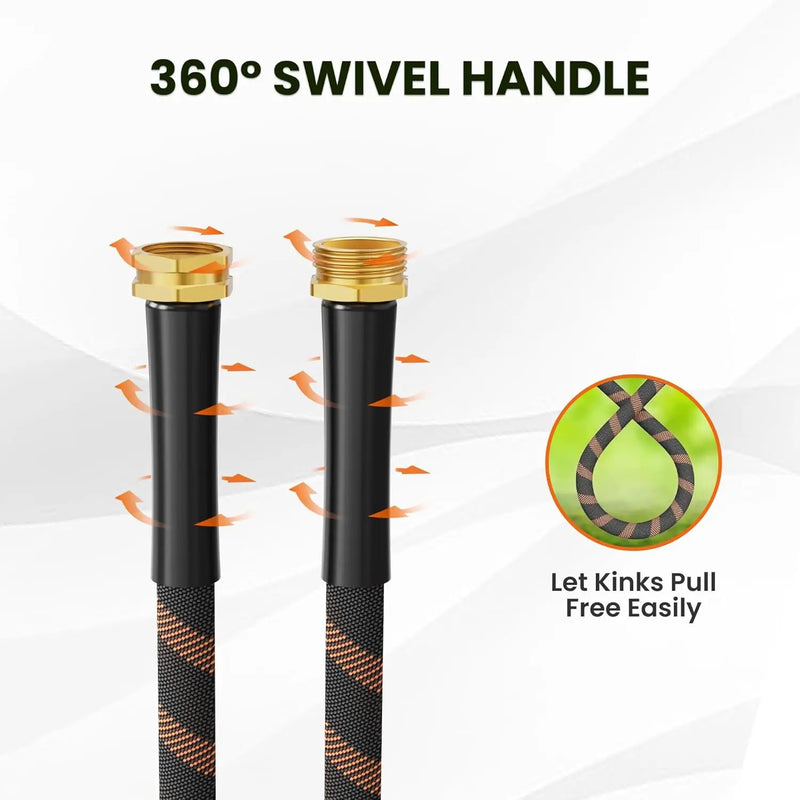 Giraffe Tools Garden Hose 100FT Non-Expandable Lightweight Flexible Water Hoses Burst 600 psi with 9 Spray Function Nozzle Heavy Duty Hose by GreenHaven Gardens