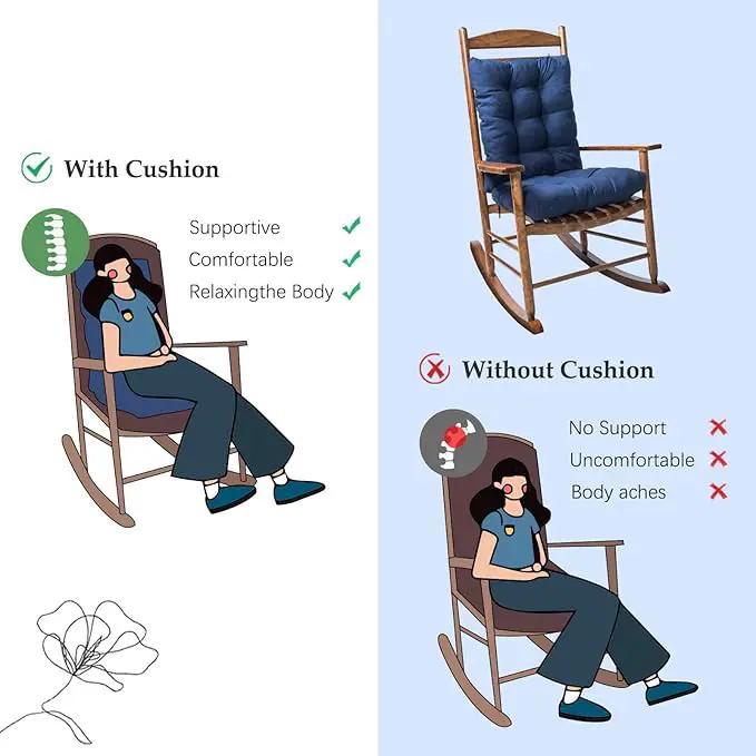 Patio Rocking Chair Cushion, 1 Pack Non Slip Back Chair Cushion High Back Indoor Outdoor Chaise Lounger Cushion Seat Pads, Purple by GreenHaven Gardens