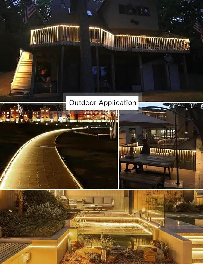 AIMENGTE LED Strip Lights Under Cabinet Lighting, Outdoor Led Lights Waterproof, AC 110V, 600LEDs, 3000k LED Rope Lights for Garden, Lawn, Kitchen Home Decor (16.4ft, Warm White) by GreenHaven Gardens
