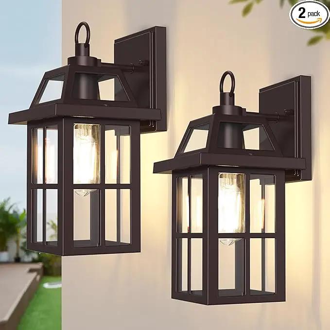 WIHTU Outdoor Wall Lantern, Porch Lights with Glass Shade, Waterproof Wall Sconce Light, ORB Fixtures Exterior Lighting, Aluminum Lanterns, Anti-Rust Front Door Garden by GreenHaven Gardens
