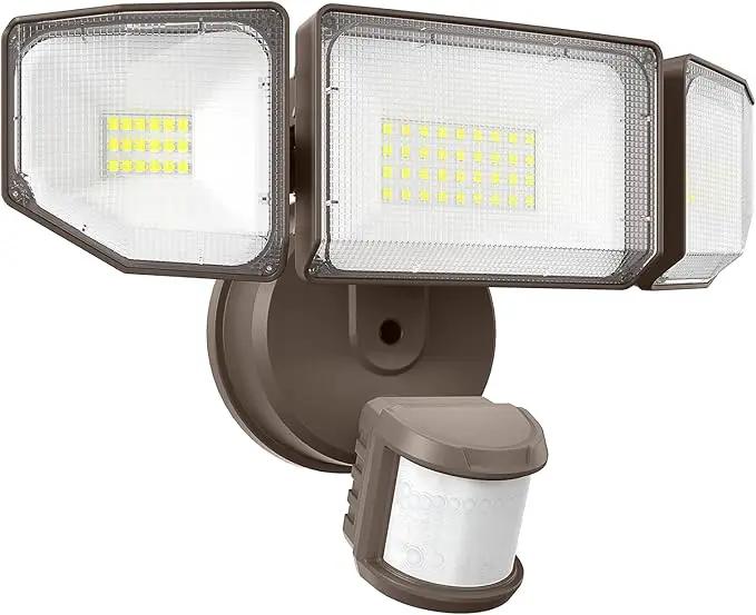 85W LED Security Lights Motion Sensor Light Outdoor, 8500LM Dusk to Dawn, IP65 Waterproof, 6500K, 3 Head Motion Detected Flood Light, Floodlight for Outside, Garage, Yard, Porch (Brown) by GreenHaven Gardens