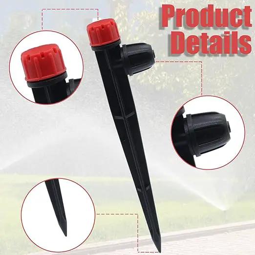 50 PCS Quick-Connect Drip Irrigation Emitters with Adjustable Water Flow - Sprayer for 1/4 inch Irrigation Tubing - 360 Degree Sprayer Perfect for Irrigation System Watering Kit(Red & Blue) by GreenHaven Gardens