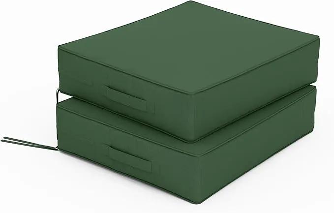 Patio Chair Cushions 18.5 X 16 X 4 Inch Waterproof Outdoor Seat Cushions for Patio Furniture, Outdoor Sofa Couch Pads with Ties & Handle, Set of 2, Green by GreenHaven Gardens