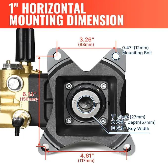 YAMATIC Horizontal Triplex Plunger Pressure Washer Pump 1" Shaft 4300 PSI 4.2 GPM, Replacement for Simpson AAA 90034, 90039,90038, Honda GX340, GX390, GX270 for Industrial Gas Powered Washers by GreenHaven Gardens