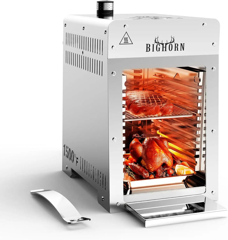 BIG HORN OUTDOORS Portable Infrared Broiler Propane Gas Grill, 1500 Degree Stainless Steel Tabletop Quick Cooking Steak Grill for Meat, Seafood, Veggies by GreenHaven Gardens