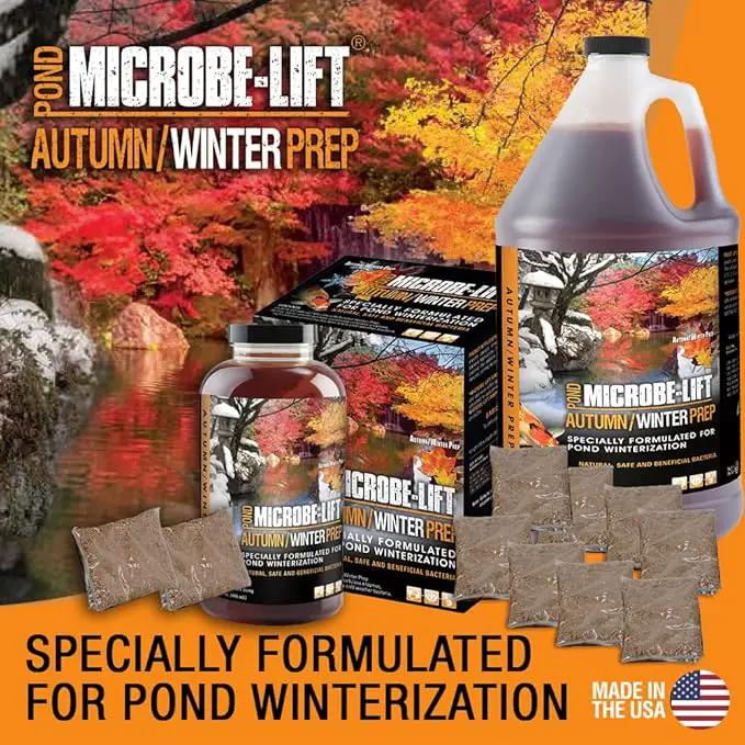 MICROBE-LIFT AUTPREP Autumn and Winter Prep Seasonal Conditioner for Ponds and Outdoor Water Gardens, OK for Live Koi Fish, Plants, and Decor, 32 Ounce Liquid and 4 2-Ounce Packets by GreenHaven Gardens