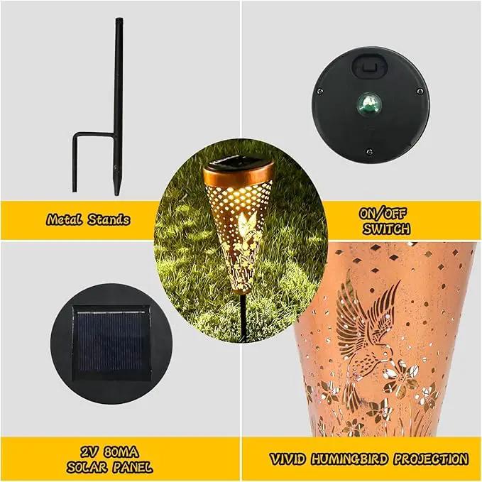 DIBIEECN 6 Pack Hummingbird Solar Pathway Lights Outdoor,Metal Garden Decorations Outdoor Lights with Patterns and Warm Light,Waterproof Landscape Lighting for Path Patio Backyard Walkway Yard by GreenHaven Gardens