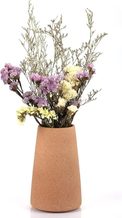 Simple Vase for Flowers Plants, Matte Vases for Modern Table Shelf Home Decor Wedding Boho Decor, 6" H Frosted Elegant Ceramic Vase for Pampas Grass Fluffy Stem Bouquet Lavender Flowers (Brown, 4) by GreenHaven Gardens
