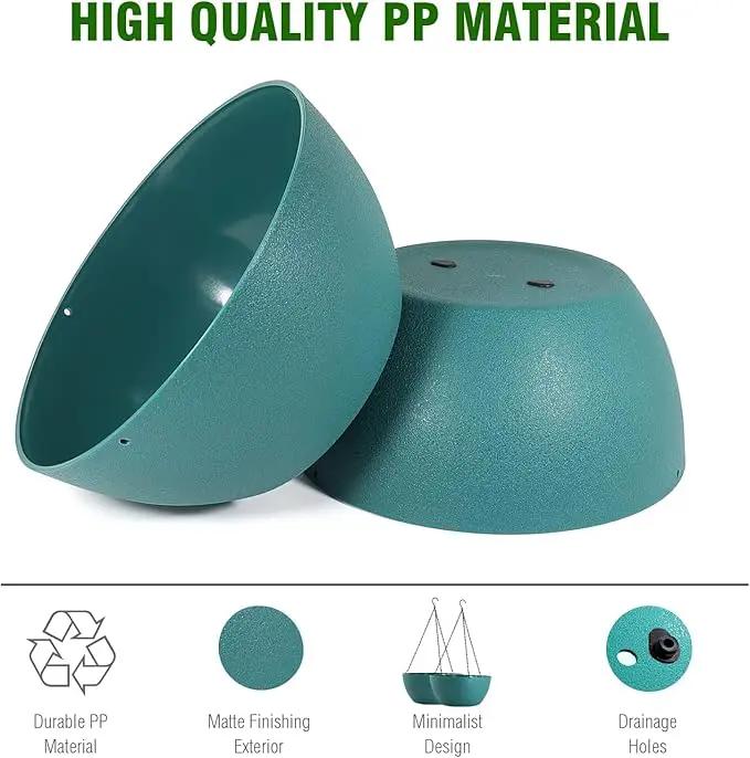 13 inch Large Hanging Planters Plant Pots for Outdoor Indoor Plants with Drainage Holes and Chain, 2 Pack Round Hanging Flower Pots for Garden Home Porch Decor, Blue Green by GreenHaven Gardens