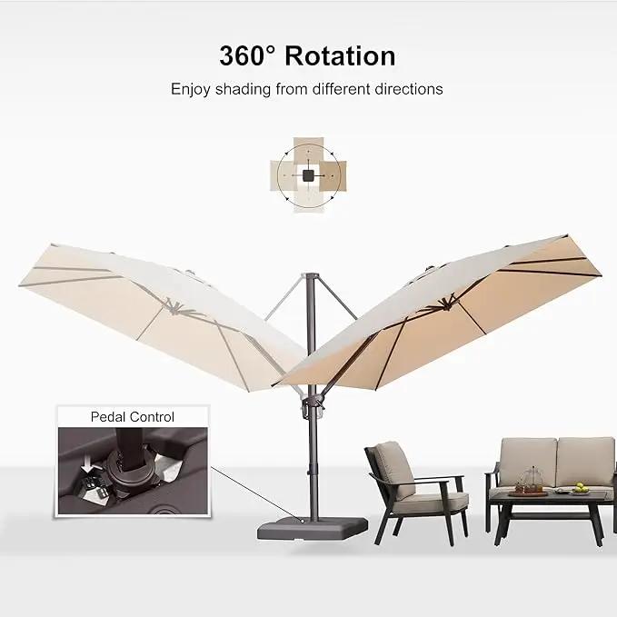 PURPLE LEAF 10 Feet Patio Cantilever Umbrella Square Outdoor Umbrella with 360° Rotation and Aluminum Offset Hanging for Garden Backyard Pool, Beige by GreenHaven Gardens
