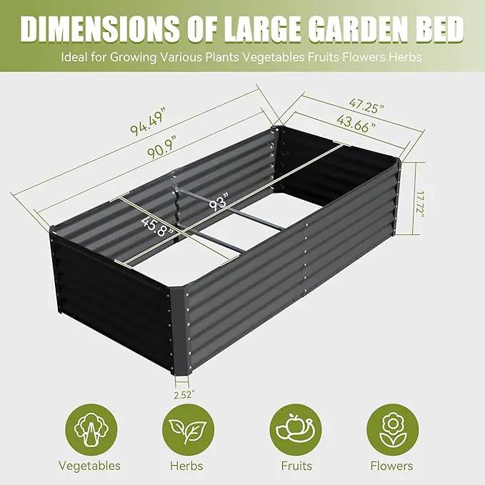 Domi Galvanized Raised Garden Bed, Outdoor Planter Garden Boxes Large Metal Planter Box for Gardening Vegetables Fruits Flowers, Dark Grey (8x4x1.5ft) by GreenHaven Gardens