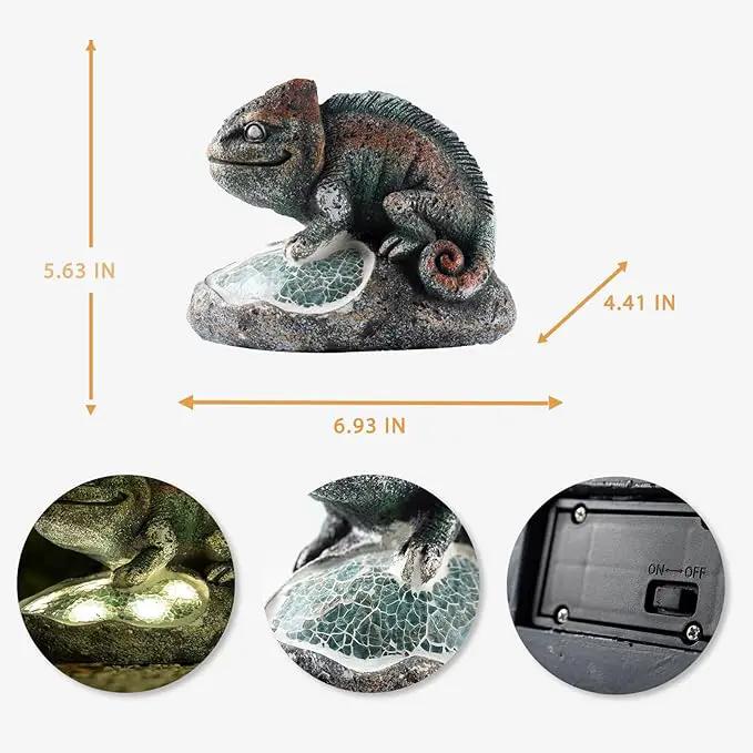 Solar Chameleon Garden Statues Outdoor Decor Resin Chameleon Figurine with Solar Light for Patio,Balcony,Yard,Lawn Ornament,Perfect Garden Gift by GreenHaven Gardens