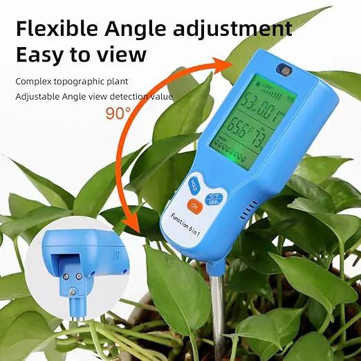 6-in-1 Soil Moisture Meter Digital PH Meter/Soil Moisture/Plant Temperature/Sunlight Intensity, Backlight LCD Display, Soil Test Meter for Garden, Lawn, Plant Care (Blue) by GreenHaven Gardens