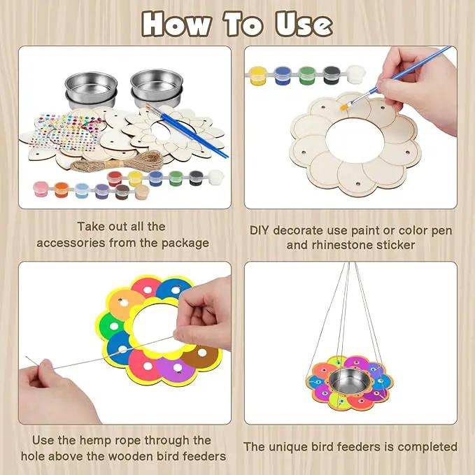 Fennoral 4 Pack Bird Feeder Kits for Kids Make Your Own Bird Feeders Wooden Art and Craft for Girls Boys Ornaments DIY to Paint Bird Feeders Craft for Spring Garden Outdoor Summer Activities Project by GreenHaven Gardens