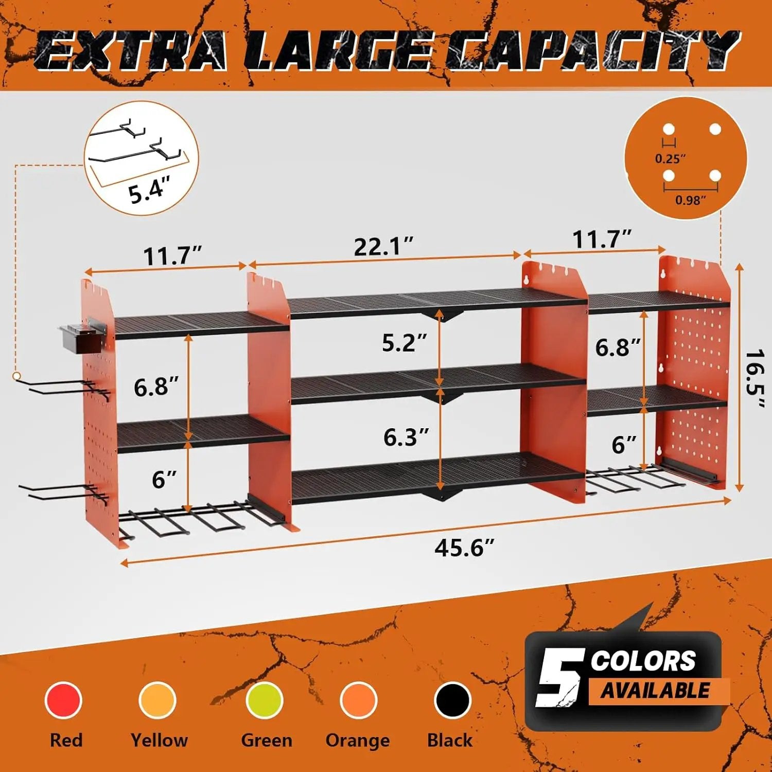 Power Tool Organizer Wall Mount, Expanded Width Garage Storage 3 Layer Heavy Duty Power Tool Storage Rack, 45.5" Battery Tools Holder with Charging Station Shelf by GreenHaven Gardens