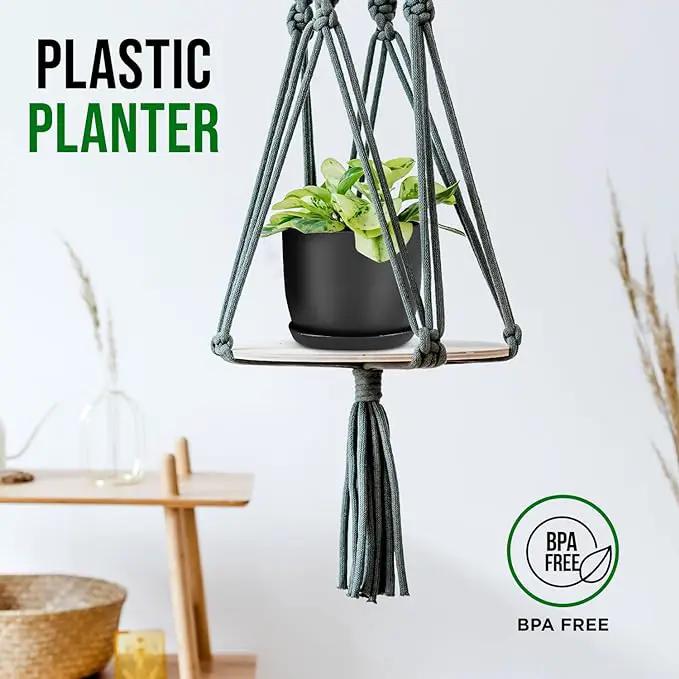 Plant Pots with Multi Drainage Holes - 10 Pieces Versatile, Sturdy Plastic, Stackable Design Home Decor Flower Pots for Indoor and Outdoor Gardening - Black by GreenHaven Gardens