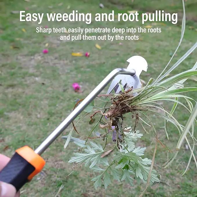 Weed Removal Tool, 2025 New Garden Weeding Tools Manganese Steel Hand Weeder Tool with Handle, 4 Teethes Dual Purpose Manual Weeders Tool Weed Pulling Tool for Garden (Rubber Handle) by GreenHaven Gardens