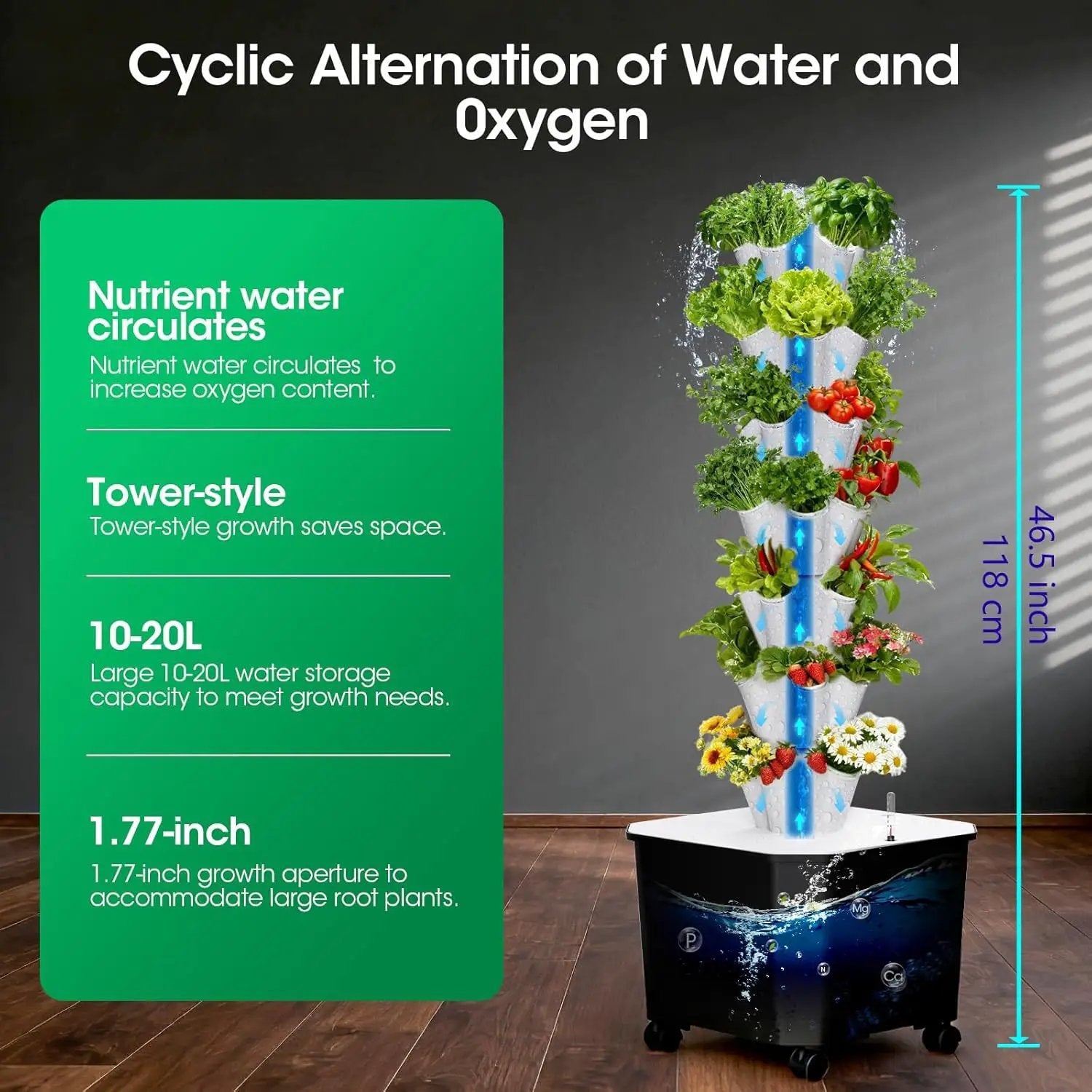 Vertical Hydroponic Tower,7Layer 35 Pods Tower Garden Growing System with 12V Water Pump& 24h Smart Timer,BPA-Free Modular Indoor/Outdoor for Hydroponic Gardening Lovers Planting Vegetables by GreenHaven Gardens