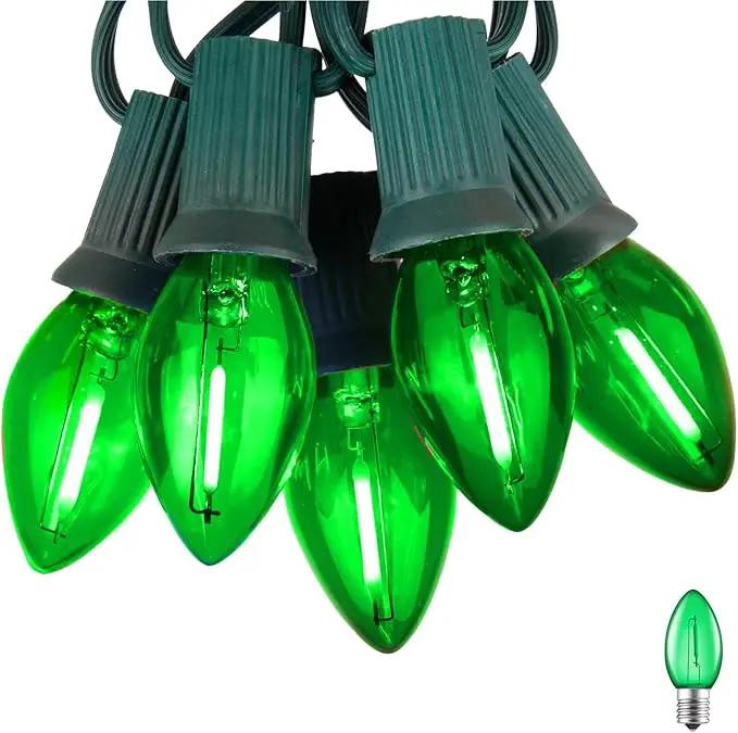 Green C7 LED Christmas String Lights, 25FT Shatterproof Christmas Lights with 25+1 Bulbs, Outdoor String Lights for Christmas Tree Patio Roofline Garden Yard Party Backyard Holiday Decorations by GreenHaven Gardens