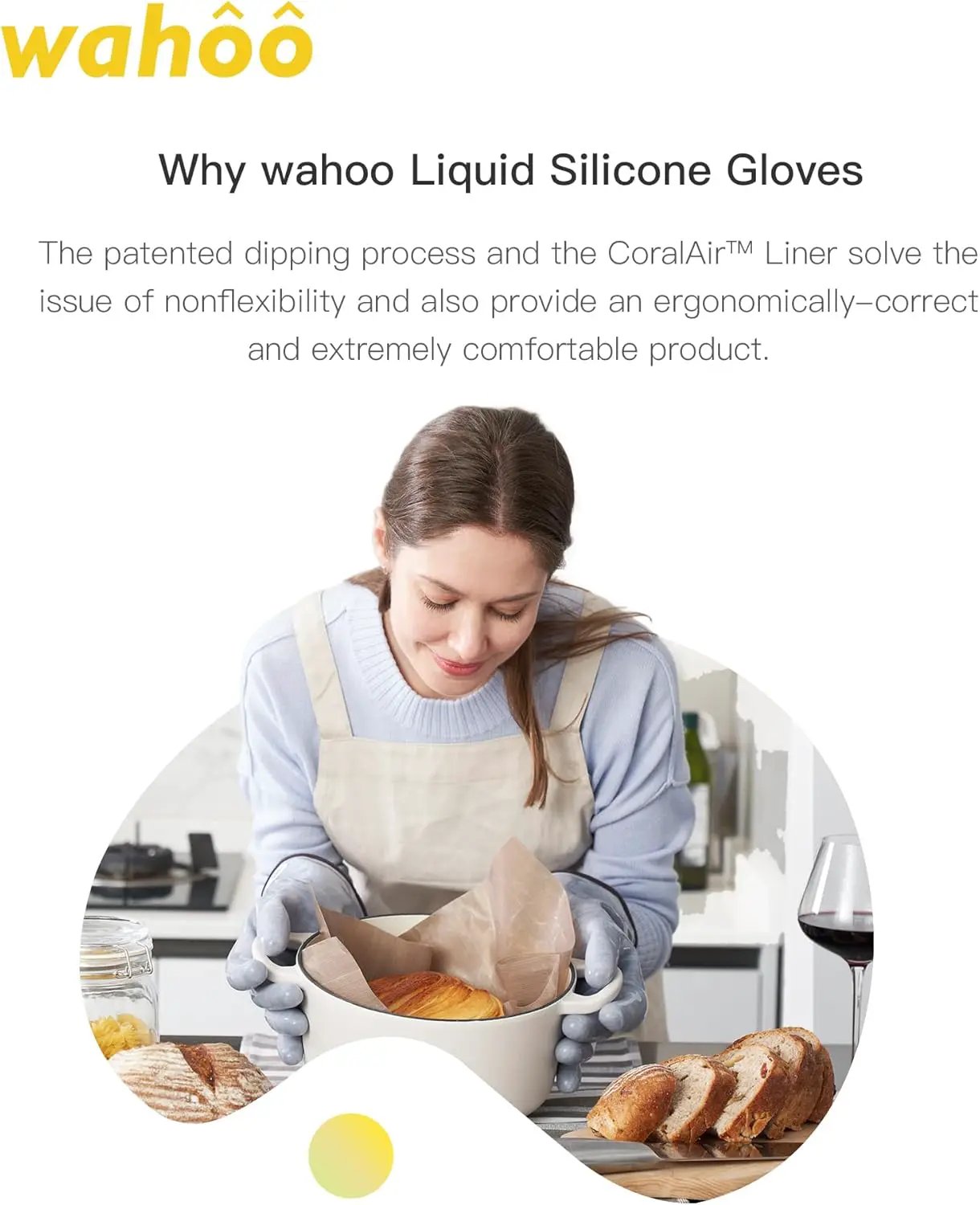 wahoo Professional Liquid Silicone Oven Mitts Gloves, Heat Resistant Gloves for Cooking, Baking, CoralAir Liner, 12 Inch, Purple, Large by GreenHaven Gardens