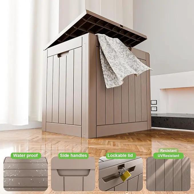 31 Gallon Waterproof Outdoor Storage Box,Resin Deck Box,Lockable Outside Storage Box Container for Patio Furniure,Garden Tools (31 Gallon,Grey) by GreenHaven Gardens