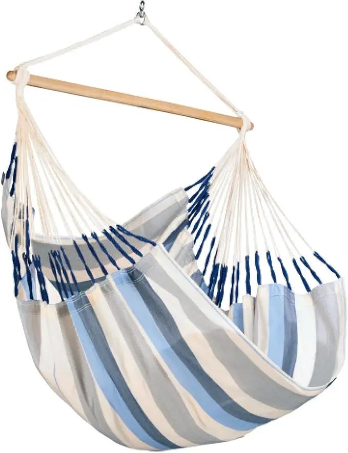 LA SIESTA® - XL King Domingo Hammock Swing Chair - Weather & Tear Resistant Hanging Hammock Chair - Indoor Outdoor Hammock Chair Swing - Hanging Chair for Patio Porch Bedroom - Max 355 Lbs, Sea Salt by GreenHaven Gardens