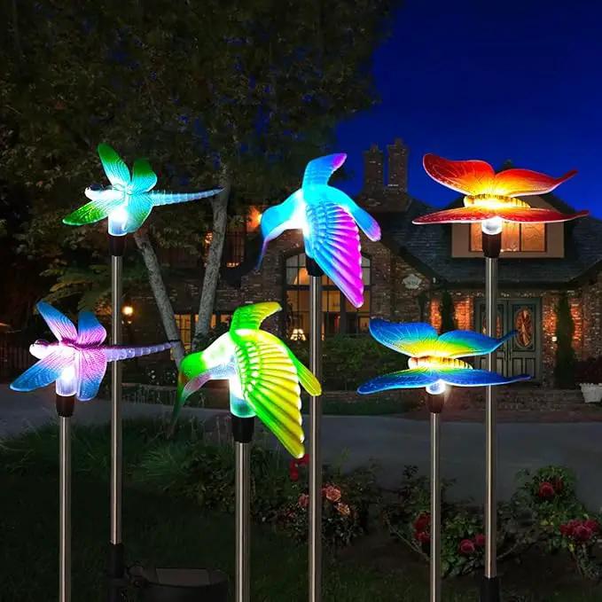 EiGreen 6 Pack Solar Garden Stake Lights Outdoor, Yard Figurine Stake Light, Flower Hummingbird Dragonfly Butterfly for Patio Yard Pathway Decoration (Garden) by GreenHaven Gardens