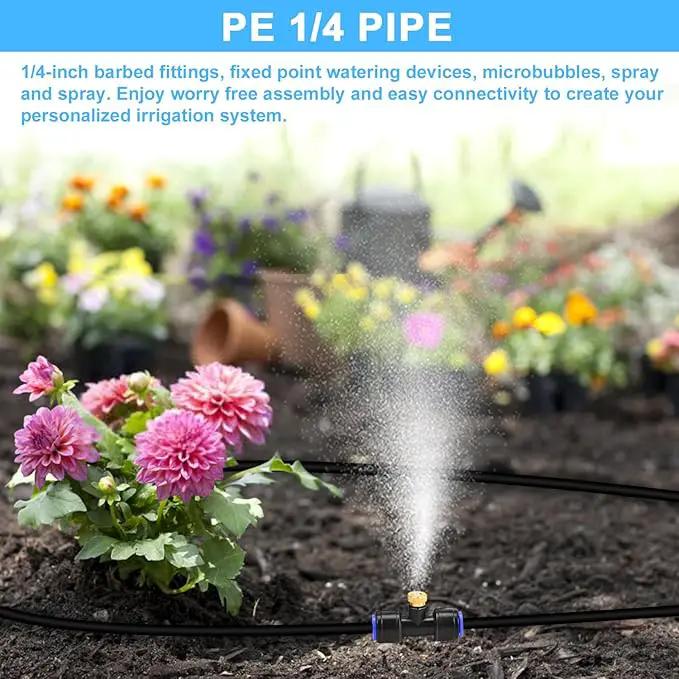 1/4 PE Drip Irrigation Tubing, 100FT Drip Irrigation Hose, Push-To-Connect Compatible- Misting Tubing or Blank Distribution Tubing for DIY Garden Irrigation Hydroponics System by GreenHaven Gardens