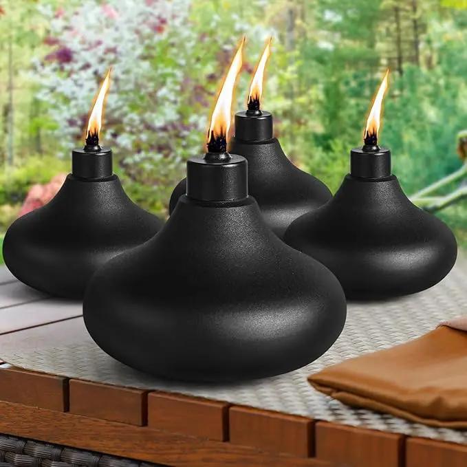 4 Pack Metal Table Top Torches, 24.5oz Citronella Torches for Outside, Refillable Flame Light Torch, Decorative Tabletop Lantern for Yard, Patio, Deck, Garden, Party, Landscape by GreenHaven Gardens