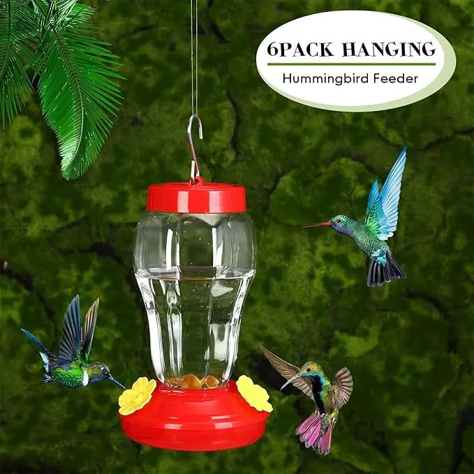 6 Pcs Hummingbird Feeder with Hanging Wires for Outdoor Hanging 16 oz Plastic Hummingbird Feeders Bird Feeder for Outside Wild Bird Feeder with 5 Feeding Ports for Home Garden Yard, Easy Filling by GreenHaven Gardens