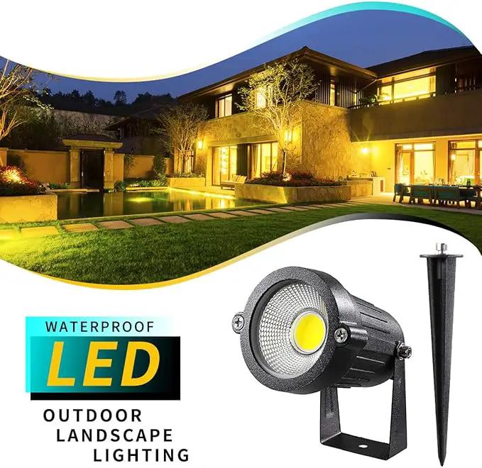 LED Landscape Lights,5W 120V AC Outdoor Pathway Garden Yard Spotlight,IP65 Waterproof Garden Flood Light,Outdoor Spotlight with Stake,UL Cord 5-ft with Plug (Pack of 4, Daylight White) by GreenHaven Gardens