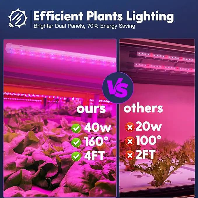FREELICHT 1 Pack 4FT LED Grow Light, 40W (250W Equivalent), Red Blue (660nm+460nm) Full Spectrum Grow Light for Indoor Plants, Linkable Plug in Plant Growing Lamps for Hydroponic Seeding Veg Flower by GreenHaven Gardens