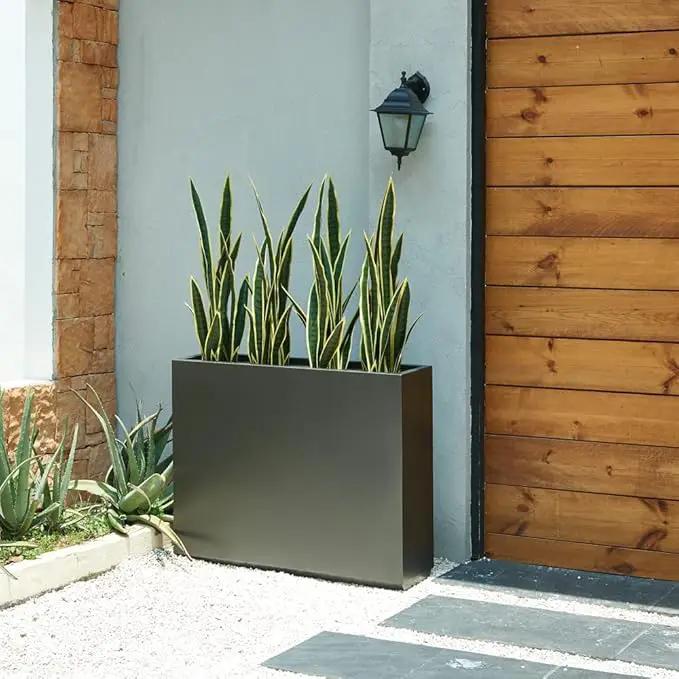 Metallic Heavy Planter for Outdoor Plants, 38Lx10Wx30H Inches Tall and Long Metal Divider Planter Box for Outside & Indoor, No Assembly Required (Gray) by GreenHaven Gardens