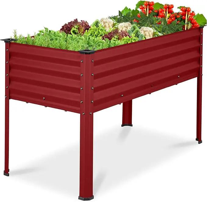 Best Choice Products 48x24x30in Galvanized Raised Garden Bed, Metal Elevated Planter Box, Vegetable Garden for Backyard, Patio, Balcony - Royal Red by GreenHaven Gardens