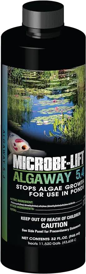 MICROBE-LIFT ALGA32 Algaway 5.4 Algae Control Treatment for Ponds and Water Gardens, Safe for Koi Fish, Goldfish, Plants, and Decorations, 32 Ounces by GreenHaven Gardens