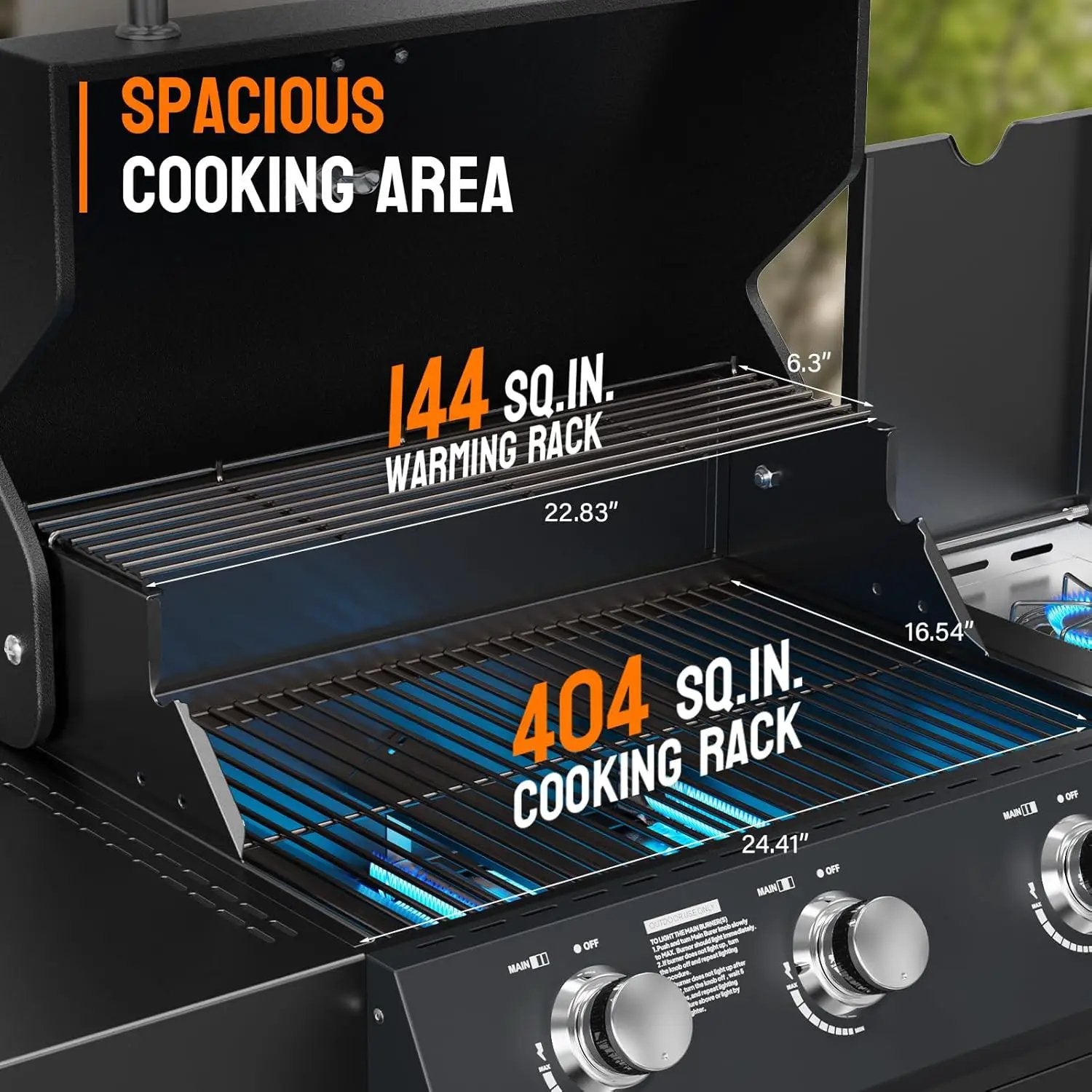 ROVSUN 3 Burner Propane Gas Grill with Side Burner, 46,000BTU BBQ Grills with Enameled Cast Iron Grates, Shelf & Cabinet for Outdoor Garden Patio Backyard Barbecue Cooking by GreenHaven Gardens