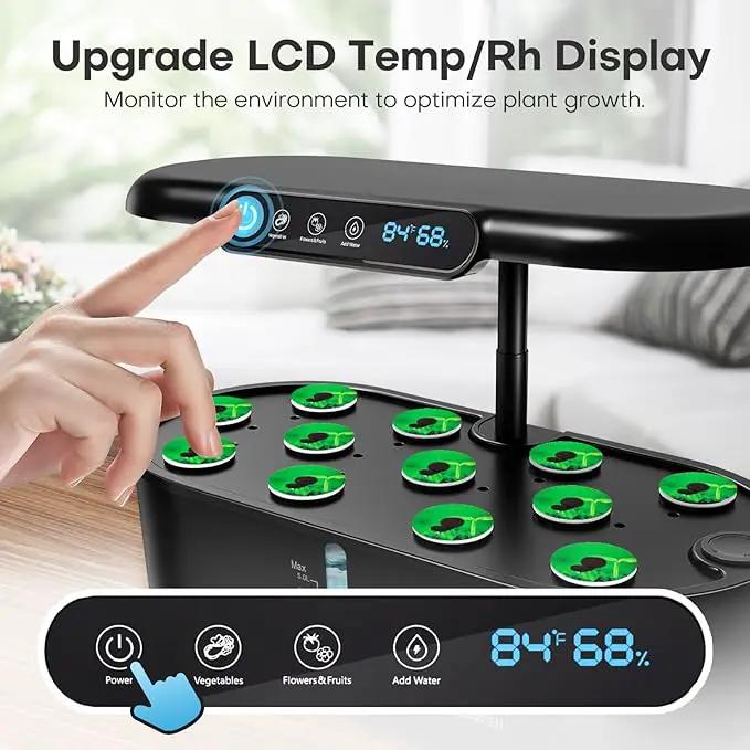 Ahopegarden Hydroponics Growing System kit Indoor Garden, 12 Pods Plant herb Garden with LCD Environmental Detection Germination Vegetable LED Growth Lamp, Hydroponics Grower Healthy Fresh Vegetables by GreenHaven Gardens