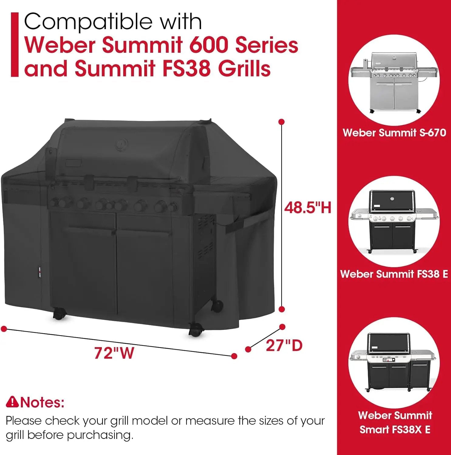 Unicook Grill Cover Compatible with Weber Summit 600 Series and Summit Smart Gas Grills, Heavy Duty Waterproof Outdoor BBQ Cover, Fade Resistant Gas Grill Protector, Compared to Weber 7109 by GreenHaven Gardens