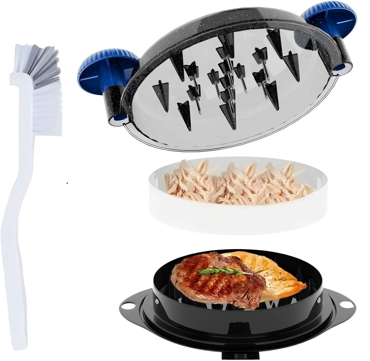 Chicken Shredder Meat Shredder Tool Twist Chicken Breast Shredder Large-Shredding Tools Chicken Breast, Pulled Pork, Beef with Stainless Steel Spikes (Blue&Black) by GreenHaven Gardens
