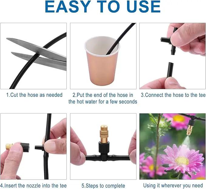 ACBungji 30pcs Brass Misting Nozzles Three-way Connector Drip Irrigation Nozzle 4/7 Inches Adjustable Atomizing Nozzle Cooling Misting System for Outdoor Plant Garden Patio Greenhouse by GreenHaven Gardens