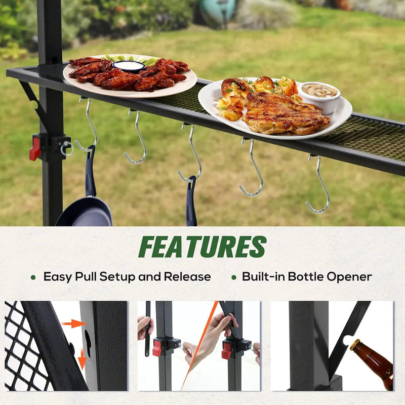 COOS BAY 8x5 Pop up Grill Gazebo Portable BBQ Gazebo Canopy Tent with Carry Bag, Outdoor Barbeque Shelter, Red by GreenHaven Gardens
