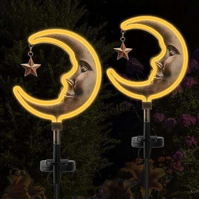 Solar Outdoor Garden Lights - Outdoor Decor Butterfly Neon Lamp Patio Path Decor(2 Pack) (Copper Moon) by GreenHaven Gardens